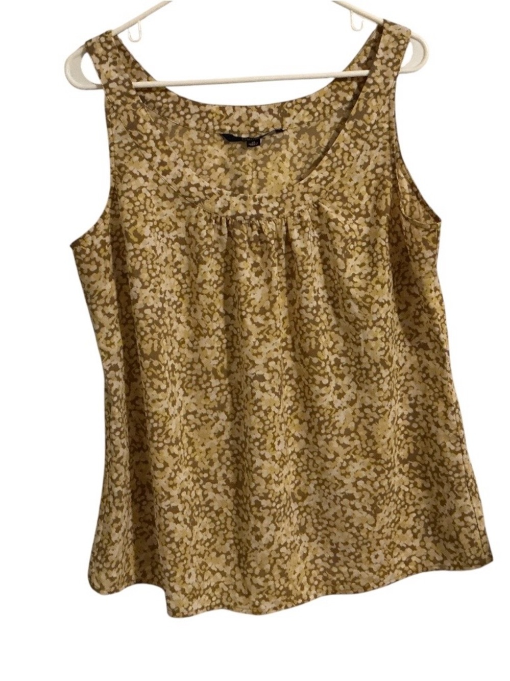 Chadwicks Sz 14 Sleeveless Floral Tank Top Gold Mustard Tan White Career Casual